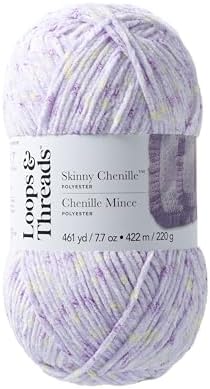 Loops & Threads Skinny Chenille Multi Yarn - Yarn for Knitting, Crochet, Weaving, and Arts & Crafts - Beetle Multi, Polyester, 7.7 oz