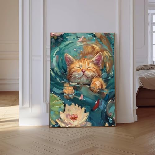 VeGuude Diamond Art Kits for Adults, Full Drill Van Cute Cat Diamond Painting Kits for Beginners, DIY Full Rhinestone 5D Diamond dots (Gemstone Craft), Home Wall Decoration (12x16 inch)
