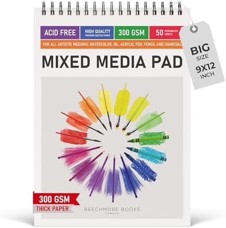 Beechmore Books 9x12 Watercolor Sketchpad 300 GSM/140lb 50 Sheets