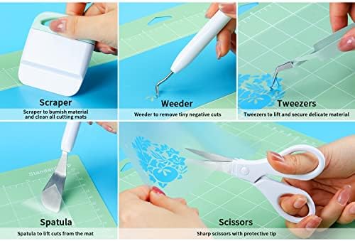 Ecraft Vinyl Weeding Tool Set: Vinyl Weeding Craft Basic kit 5 Pieces Including Tweezers & Spatula & Weeders & Scraper & Scissor for cricut/Silhouettes/Cameos/Weeding Vinyl/Splicing