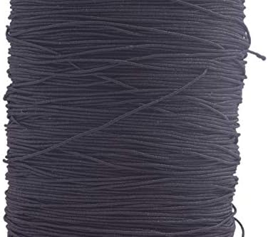 KONMAY Elastic Thread for Sewing Machine, 500 Meters 0.5mm Black for Shirring, Smocking, Gathering, Stretchy Strings for Bracelets
