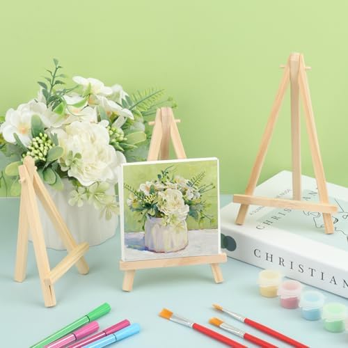 Yiksonyo 60 Pack 7 Inch Wooden Easel, Tabletop Wood Easels, Small Wooden Easel for Painting, Art, and Crafts