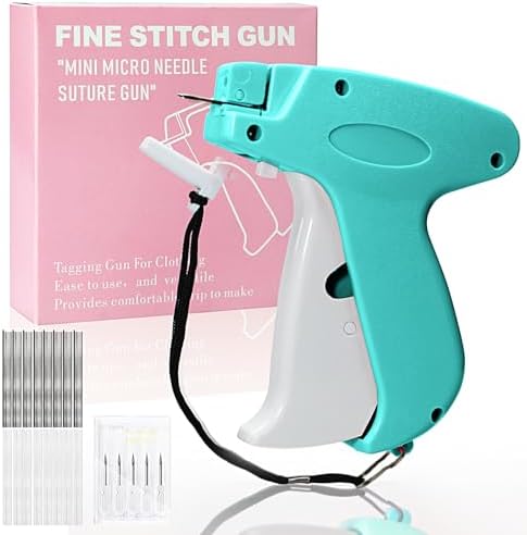 2026 New Stitch Gun for Clothes, Handheld Quick Clothing Fixer Sewing Kit with 1000 Black & 1000 White Fasteners, 6 Replacement Needles, Light Blue