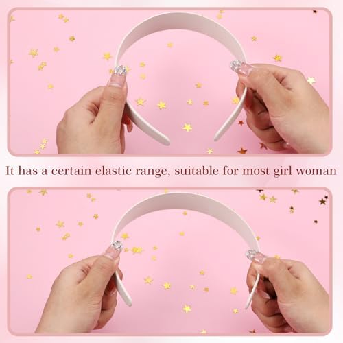 Hotop Plastic Headbands Bulk No Teeth Plain for Women,1 Inch Wide,White
