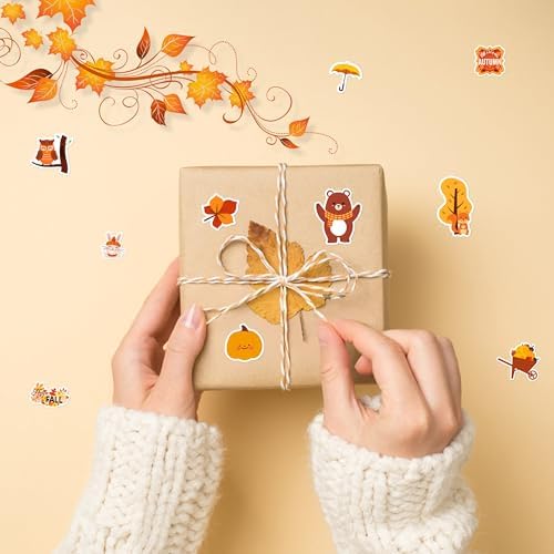 LINAYE 48 Sheets Fall Stickers for Kids 1440Pcs Autumn Leaves Stickers Bulk