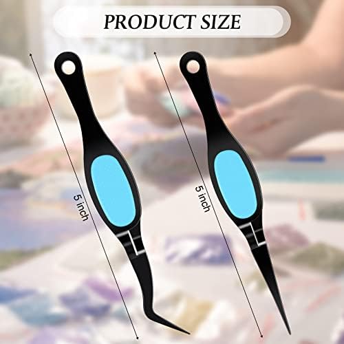 Chumia Craft Tweezer Precision Curved Straight Fine Tip Craft, Black and Blue