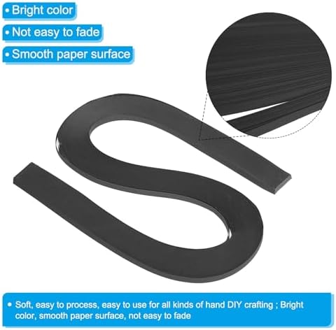 PATIKIL 240pcs Quilling Strips Paper 3/16"(5mm) 21"(54cm) Origami Paper Quilling Strip for Art DIY Hand Craft Christmas, Black