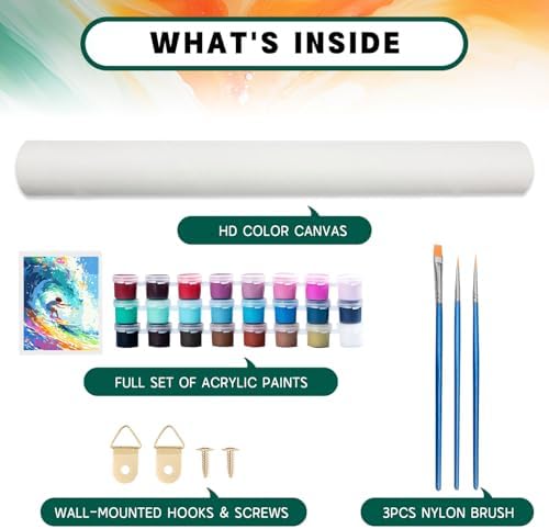 Possoco Paint by Numbers Kit for Adults Beginner & Kids Age 8-12, Colorful Easy Adult Paint by Number Kits on Canvas, DIY Acrylic Watercolor Oil Painting by Number for Teens for Home Decor 16x20 Inch