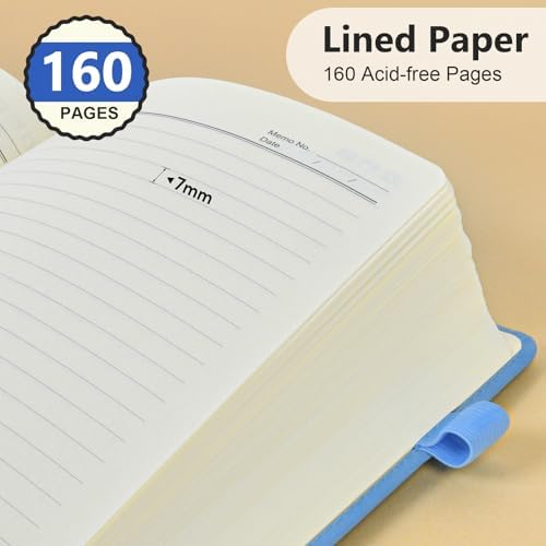 Lined Notebook 5.9"x8.5", Hardcover Leather Journal for Women Men,160 Pages | Medium Size 100 Gsm Writing Journal, Leather Journaling Notebooks for Work School Business Travel Note taking & Daily Diary