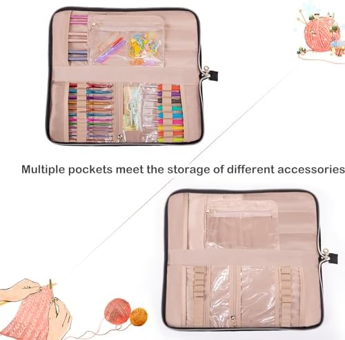 MYBAGZING Knitting Needles Case (Up to 14 Inches) - Organizer for Knitting and Crochet Accessories - Empty Hook Case
