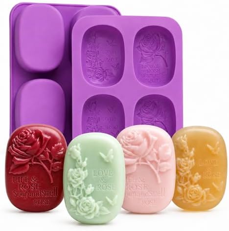 2Pack Rose Silicone Soap Mold Butterfly Soap Making Mold Embossed Floral Silicone Mold Vintage Rose Embossed Mold Handmade Soap Mold for Soap Candle Lotion Bath Bombs Resin Wax Cake Chocolate Candy