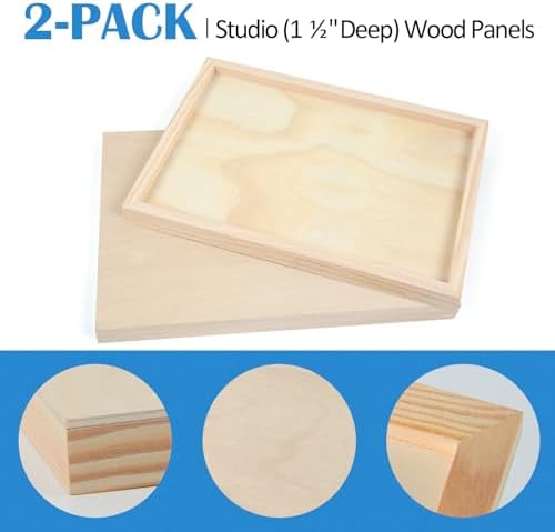 Falling in Art 2 Pack 10x10'' Unfinished Gallery Birch Wood Canvas Panels | Birch Wood Panels Kit, 1 1/2" Deep Art Cradle Boards for Painting, Pouring, Burning,Epoxy Resin, Laser Engraving Cutting