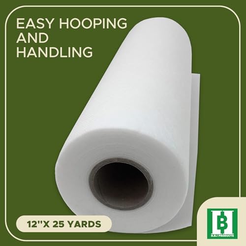 H.B.I. Wash Away Water Soluble Stabilizer for Embroidery Roll, Stabilizer for Embroidery Machines, 12" x 25 Yards, 1.5 oz, Backing for Machine & Hand Embroidery. (Pack of 2)