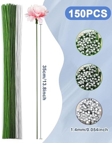 120 PCS FIVEIZERO 18 Gauge MixColor Floral Wire Stems for Artificial Flower Making,Florist Wire,Flower Wires for Crafts,Alambre para Flores for Wreaths, Flower Arrangements and DIY Projects