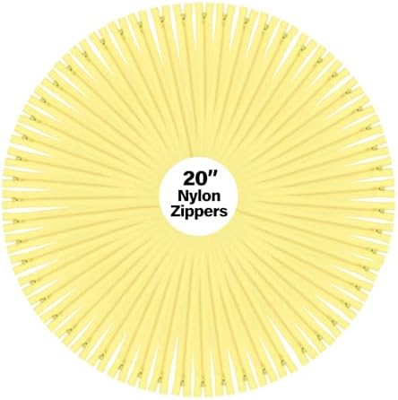 Mandala Crafts 60 PCs Butter Yellow Closed-End 20" Nylon Zippers for Sewing