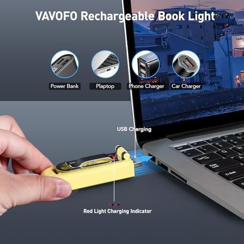 VAVOFO USB Rechargeable Book Light, Bookmark Clip on LED Reading Light