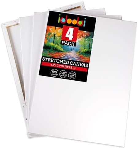 4 Pack 18x24 Stretched Canvases for Painting