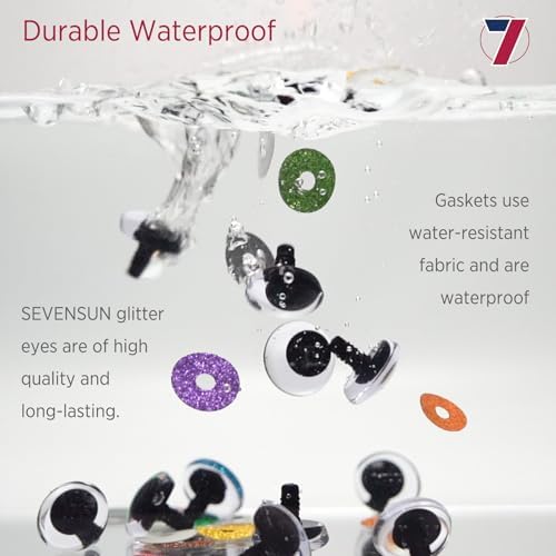 SEVENSUN 16-30mm Sparkling Off-Centered Glitter Safety Eyes, 3D Moon Glitter Eyes with Washers, Doll Making Stuffed Craft Crochet Safety Eyes for Crocheting Amigurumi