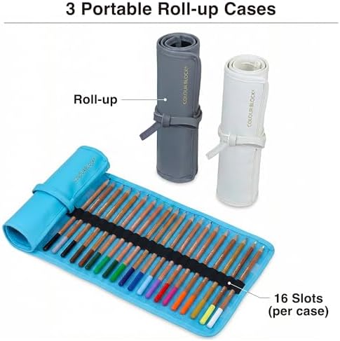 COLOUR BLOCK 91-Piece Sketching & Drawing Art Set with PU Carrying Case - Colored, Metallic, Charcoal, Pastel Pencils, Soft Pastels, Charcoal & Graphite Sticks, Sketchbook, Tools for Teens, Adults