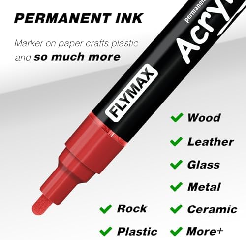 FLYMAX Black Marker Paint Pens - Permanent Marker Pens Black Acrylic Paint Water-Based 2.5mm Medium Tip Waterproof Quick-Drying (3 in 1Pack)