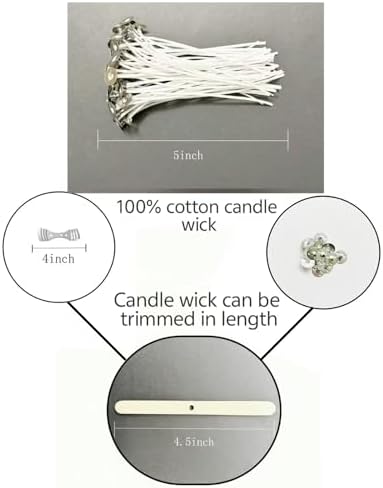 100Pcs Candle Wicks 5 Inch,100pcs Candle Wick Stickers,Candle Wick Centering Device,20 Pcs Metal Sustainer Tabs,5pcs Candle Wick Holder Materiales para Hacer Velas