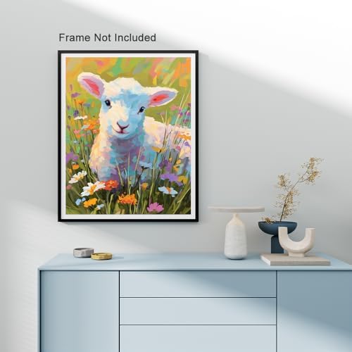 Natuyalo Sheep Paint by Numbers for Adults Animals DIY Paint by Numbers Acrylic Paint on Canvas Colorful Art Painting by Numbers Kits for Beginner 16x20 inch (Without Frame)
