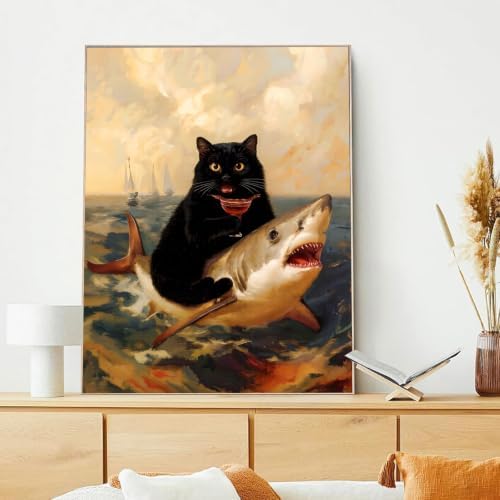 xcemhil Black Cat Paint by Numbers Kit for Adults Beginner, Black Cat Paint by Numbers for Adult, Acrylic Paint by Number Kits Suitable for Home Wall Art Decor Gifts 16x20 Inch