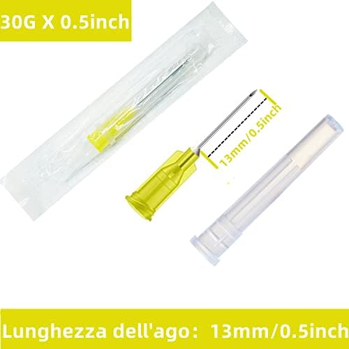 100Pack 30Ga 1/2 Inch Sterile Disposable Injection Needle with Cap for Scientific and Industrial Lab Dispensing Needl Accessories (30Ga)