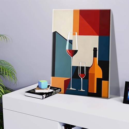 JOOZ Paint by Numbers Kit for Adults with Frame Wine Glass, 8x12 Inch