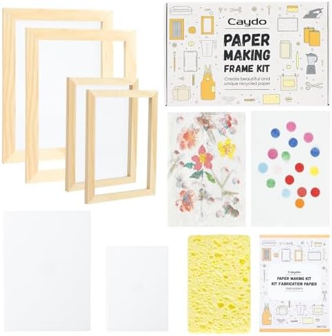 Caydo Paper Making Kit, 2 Size A5 A6 Papermaking Mould and Deckle