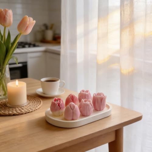 3 PCS Tulip Flower Silicone Molds 3D Floral Candle Mold for Soap,Resin