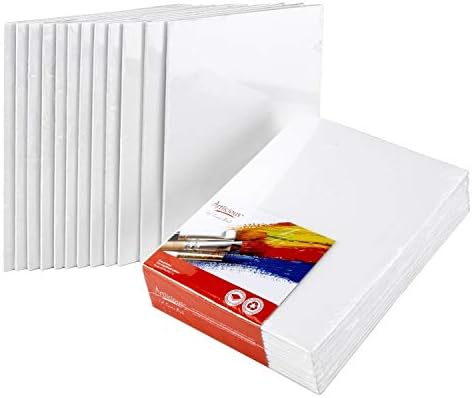 Artlicious Canvases for Painting - Pack of 12, 11 x 14 Inch Blank White Canvas Boards - 100% Cotton Art Panels for Oil, Acrylic & Watercolor Paint