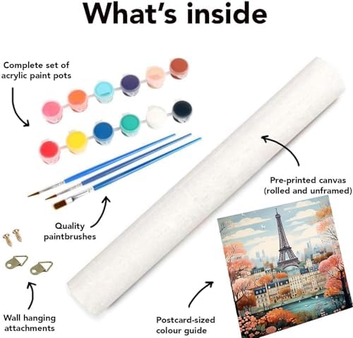 Clendo 4 Packs City Scene Paint by Numbers Kits for Adults, DIY Paris Street Adult Paint by Number Kits on Canvas, Easy Acrylic Painting Kits for Home Decor 12x16 Inch(Without Frame)