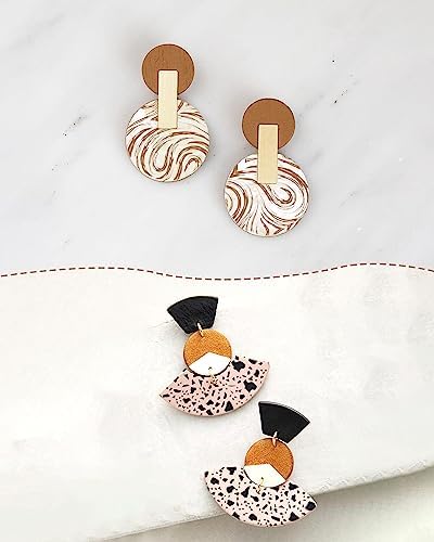 Puocaon Clay Silk Screen Stencil - 10 Pcs Marble Pattern Reusable for Polymer Clay Jewelry Making, Terrazzo Fluid Trendy Tools, Earrings
