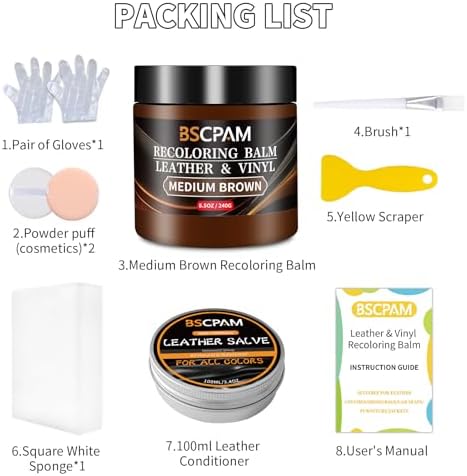 Medium Brown Leather Recoloring Balm with 100ml Mink Oil,Leather Couch Scratch Remover,Leather Repair kit for Vinyl Furniture and Car Interior,Leather Dye Paint,Mink Oil for Leather