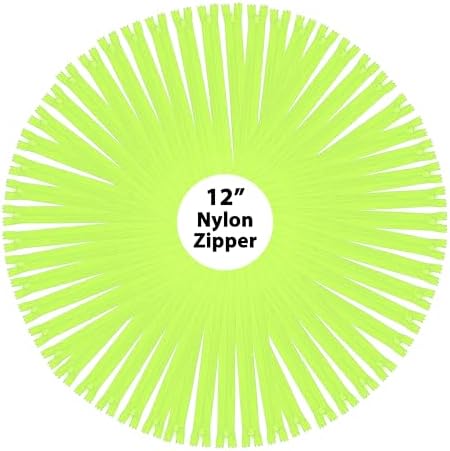 Mandala Crafts 80 PCs Lime Green Closed-End 12 in Nylon Zippers for Sewing