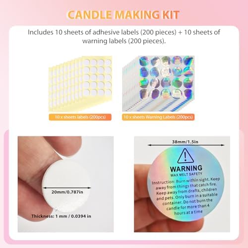 Candle Wick Stickers, Heat Resistant Double Sided Stickers, 200 PCS