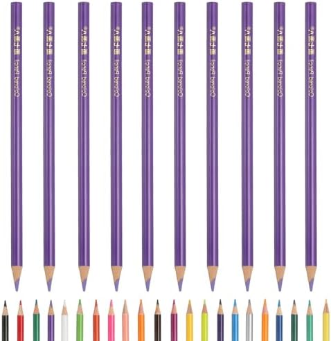 PATIKIL Colored Pencils, Purple Color Drawing Pencils with Oil-Based Cores Art Scrapbook Supplies for Adult Coloring Books Artists Beginners Drawing Sketching, 10 Pcs