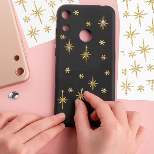 Epakh 84 Glitter Bling Rhinestone Sticker, Bethlehem Star, Gold