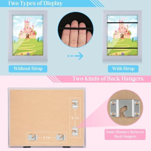 [2-Pack] Kids Art Frames, 8.5x11 Front Opening Kids Artwork Frames Changeable, Light Violet Blue Artwork Display Storage Frame for Wall, Holds 50 Pcs, for 3D Picture, Crafts, Children Drawing, Hanging