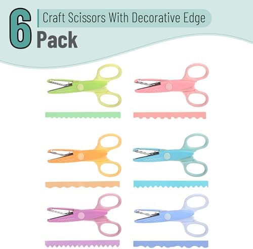 Mr. Pen- Craft Scissors Decorative Edge, 6 Pack, Rainbow | Zig Zag Scissors for Crafting, Scrapbooking, Fancy, Pattern, Design
