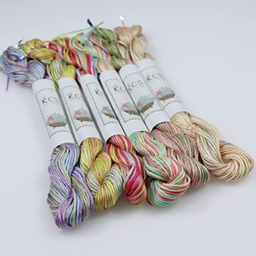 KCS Big skeins of 25 Meters Size 25 Color Variegated Cross Stitch Stranded Threads,6 skeins,05