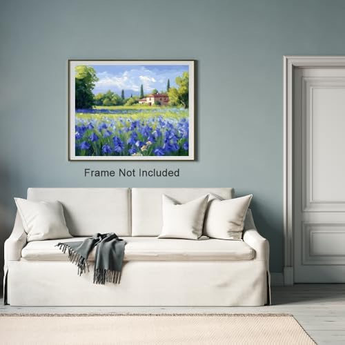 Natuyalo Paint by Numbers Kit for Adults Beginner, Houses in Flowers Field Painting by Numbers on Canvas, DIY Acrylic Paint Kit for Adults Without Frame Wall Decor 16x20 Inch