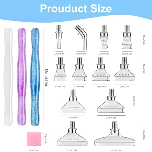 24pcs Diamond Art Pen Set with Metal Tips, Diamond Painting Accessories and Tools Kit for Adults(Three Pen + 12 Tips + 9 Dotting Clay)