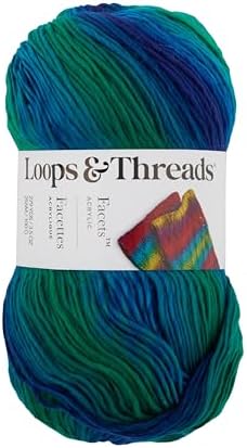 Loops & Threads Facets Yarn - Yarn for Knitting, Crochet, Weaving, and Arts & Crafts - Seaglass, Acrylic, 3.5 oz