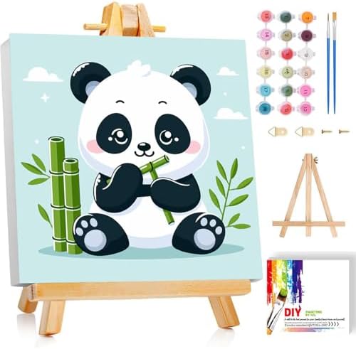 Gemozaic Panda Paint by Numbers Kit for Kids Ages 4-12 with Frame & Easel