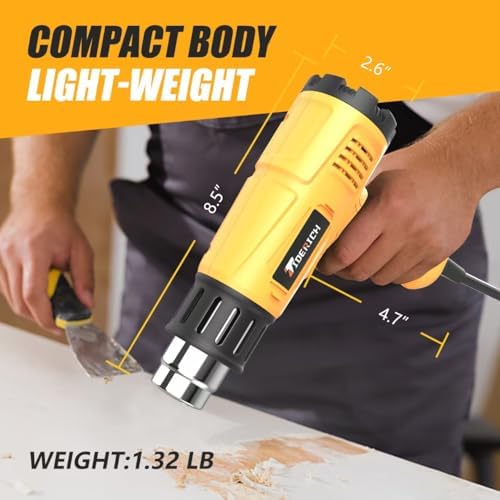 1800W Dual-Temp Heat Gun (572°F & 1202°F) with 4 Nozzles