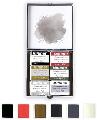 Mini Portable Handmade Artist Watercolor Paint,6 Colors Solid Watercolor
