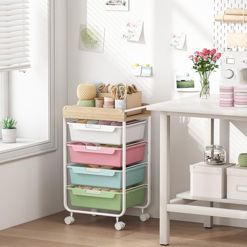 SYKIARIOL Rolling Storage Utility Cart with 4 Drawers,Art Cart,Colorful