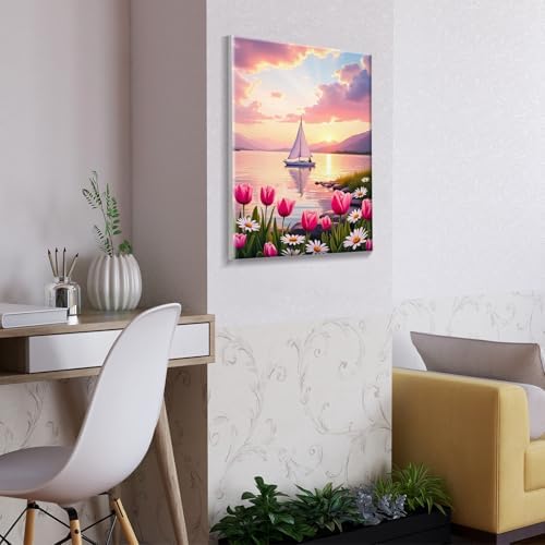ATDMS Paint by Numbers Kit for Adults, Flowers Paint by Number with Frame
